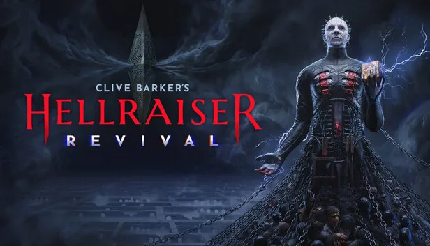 Clive Barker's Hellraiser: Revival key art with Pinhead holding the Genesis Configuration puzzle box